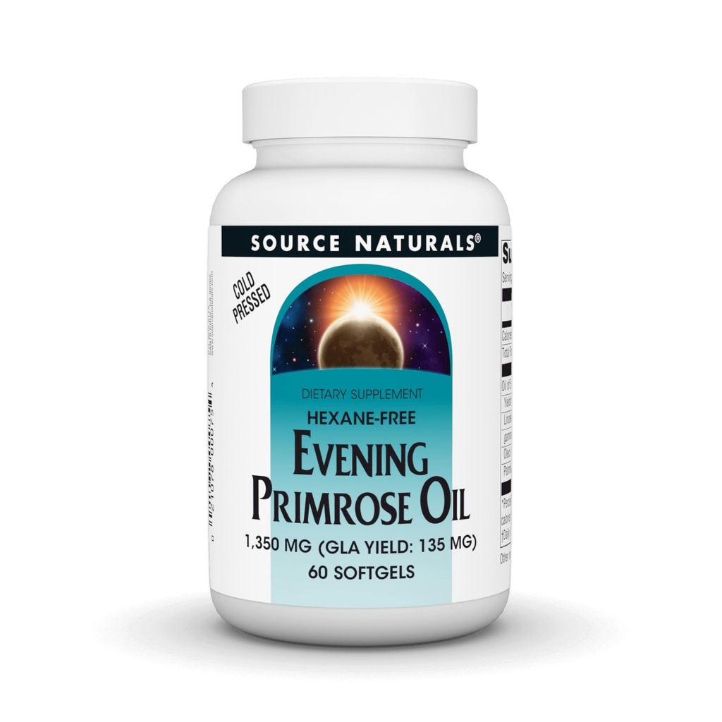 Πηγή Naturals Evening Primrose Oil - Hexane-Free - 1350mg - GLA Απόδοση: 135 mg - Ψυχρή πίεση - 60 Softgels