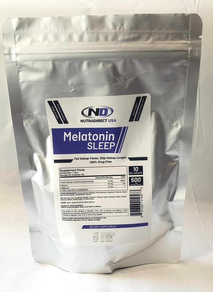NutraDirect Μελατονίνη 10mg Time Release - 500 δισκία