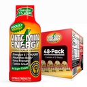 Vitamin Energy Focus+ Extra Strength Energy Shot Mango 48 Pack, 260mg Natural Caffeine, B-Vitamins, CoQ10, Amino Acids, Focus, Productivity & Clarity, Zero Sugar, Gluten-free, 1.93 fl oz