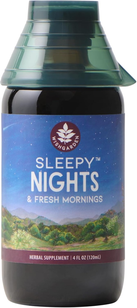 WishGarden Herbs Sleepy Nights & Fresh Mornings - Φυσικό βοτανικό βοήθημα ύπνου Βάμμα, Βιολογικό συμπλήρωμα ύπνου με το passionflower, τον λυκίσκο και το Scullcap, Υποστηρίζει τους κύκλους βαθύ ύπνο & υγιή ύπνο, 4 ουγγιές