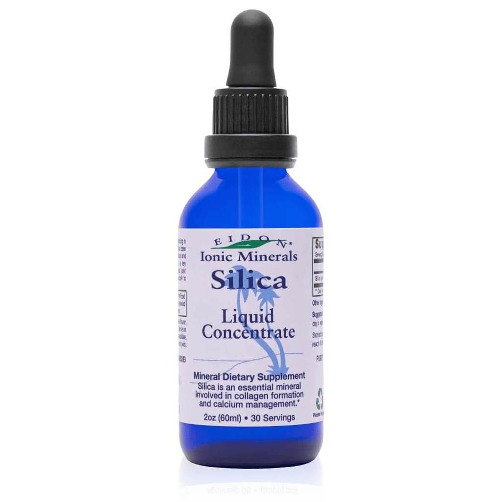 Eidon Liquid Silica Mineral Concentrate - Συμπλήρωμα Silica για τα μαλλιά, το δέρμα και τα νύχια, σταγόνες για την υποστήριξη της παραγωγής κολλαγόνου, βοηθά να διαχειριστεί το ασβέστιο, χωρίς προσθήκη ζάχαρης - 2 oz