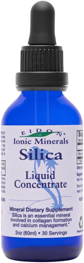 Eidon Liquid Silica Mineral Concentrate - Συμπλήρωμα Silica για τα μαλλιά, το δέρμα και τα νύχια, σταγόνες για την υποστήριξη της παραγωγής κολλαγόνου, βοηθά να διαχειριστεί το ασβέστιο, χωρίς προσθήκη ζάχαρης - 2 oz