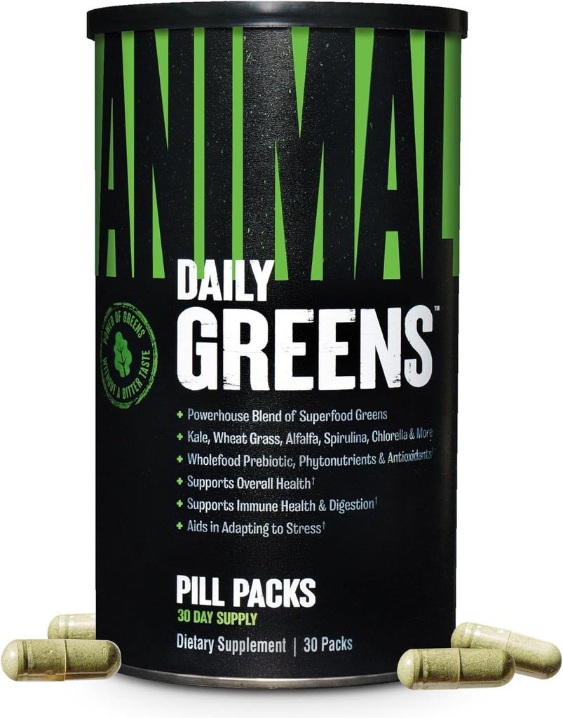 Animal Daily Greens Pill Packs - Kale, σιτάρι χόρτο, Alfalfa & More - Βολικό Prebiotic και Probiotic Superfood Blend για Superior Digetion, Gut Health, και Ασυλία για τους άνδρες και τις γυναίκες - 30 ημέρες προσφοράς