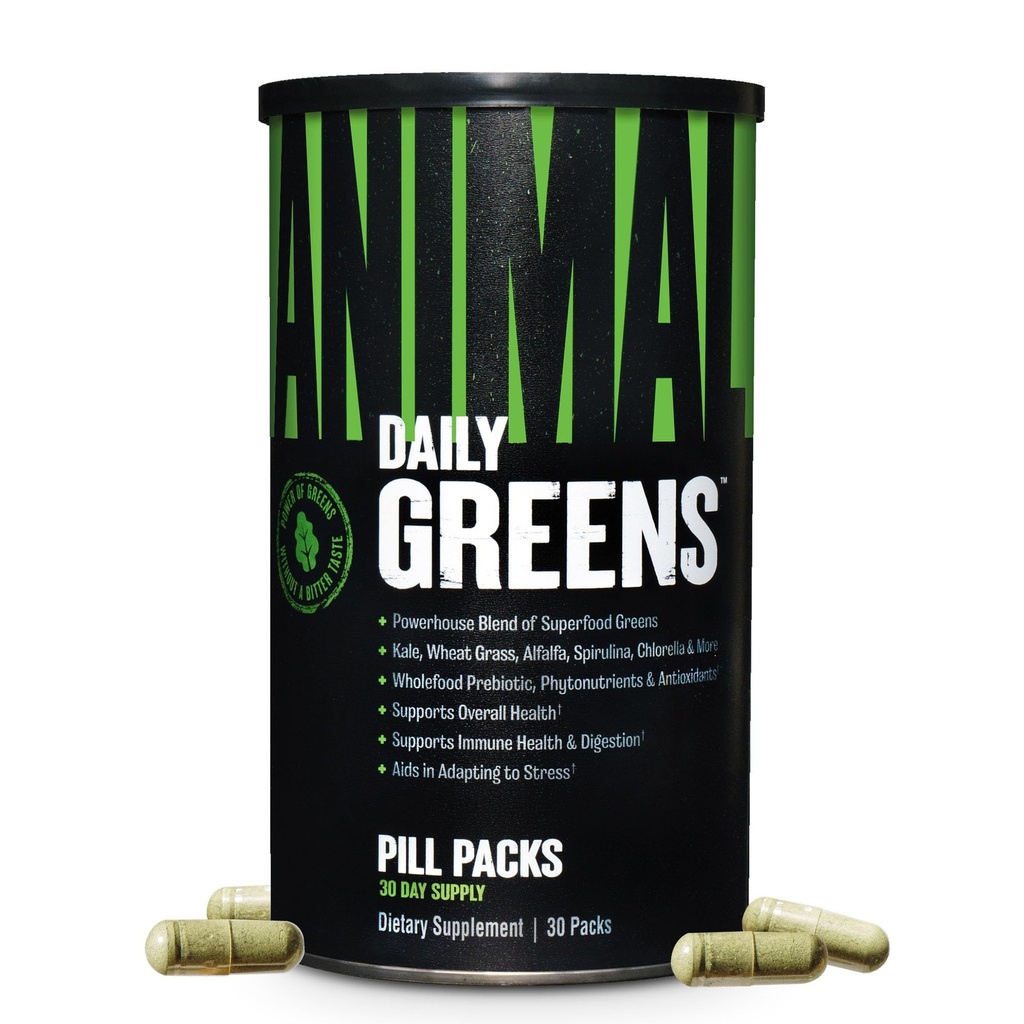 Animal Daily Greens Pill Packs - Kale, σιτάρι χόρτο, Alfalfa & More - Βολικό Prebiotic και Probiotic Superfood Blend για Superior Digetion, Gut Health, και Ασυλία για τους άνδρες και τις γυναίκες - 30 ημέρες προσφοράς