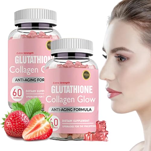 Glutathione Collagen Glow, Glutathion Collagen Glow Gummies, Collagen Gummies for Women Skin Care, Korean Collagen Gummies to Rejuvenate Your Skin (2PCS)