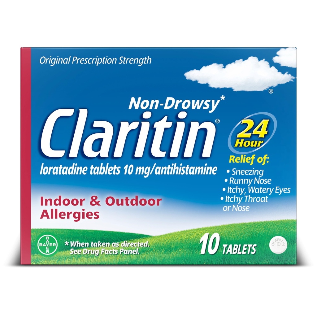 Claritin 24 HR Μη Νυσταγή Αλλεργία Ιατρική, Loratadine αντιισταμινικά δισκία, 10 Ct
