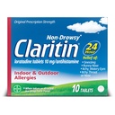 Claritin 24 HR Non Drowsy Allergy Medicine, Loratadine antihistamine tablets, 10 Ct