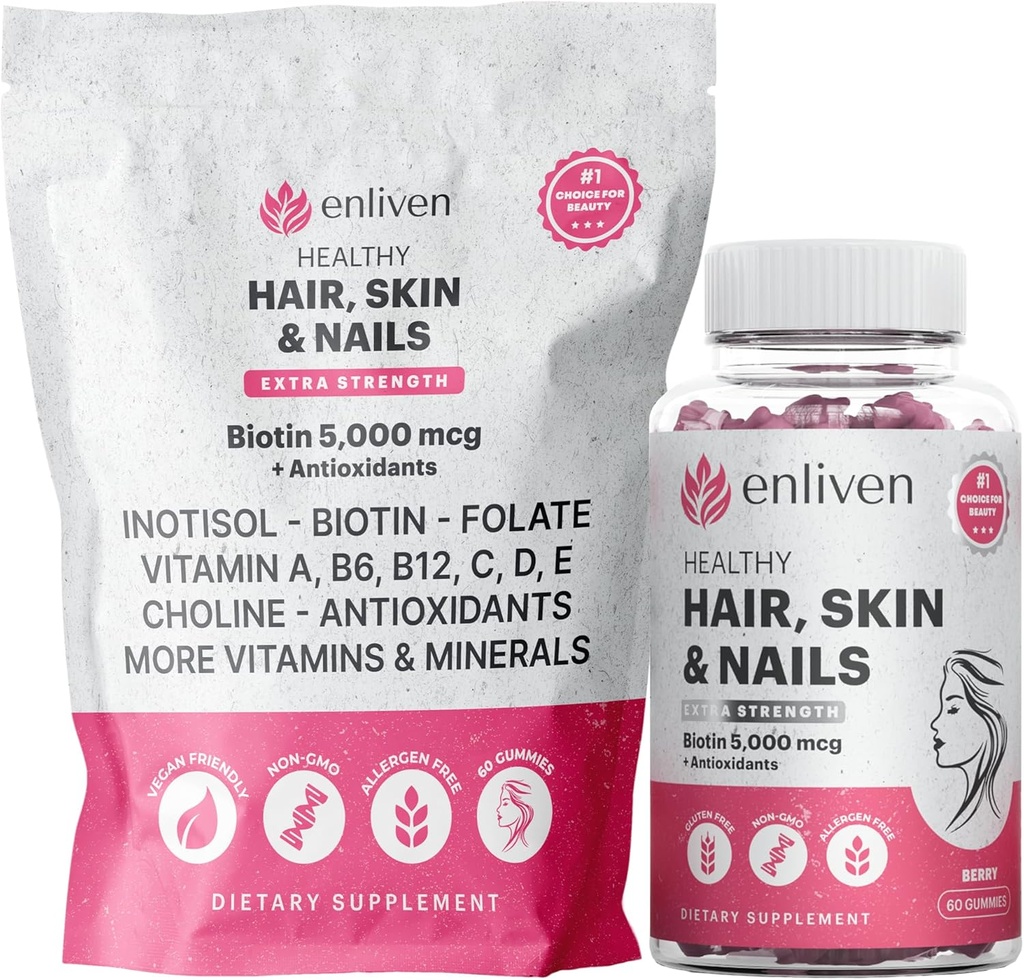 enliven Biotin Gummies για την ανάπτυξη των μαλλιών & ισχυρή νύχια 