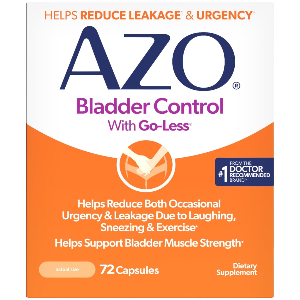 AZO Bladder Control with Go-Less Daily Supplement | Helps Reduce Occasional Urgency, leakage due to laughing, sneezing and exercise††† | 72 Capsules