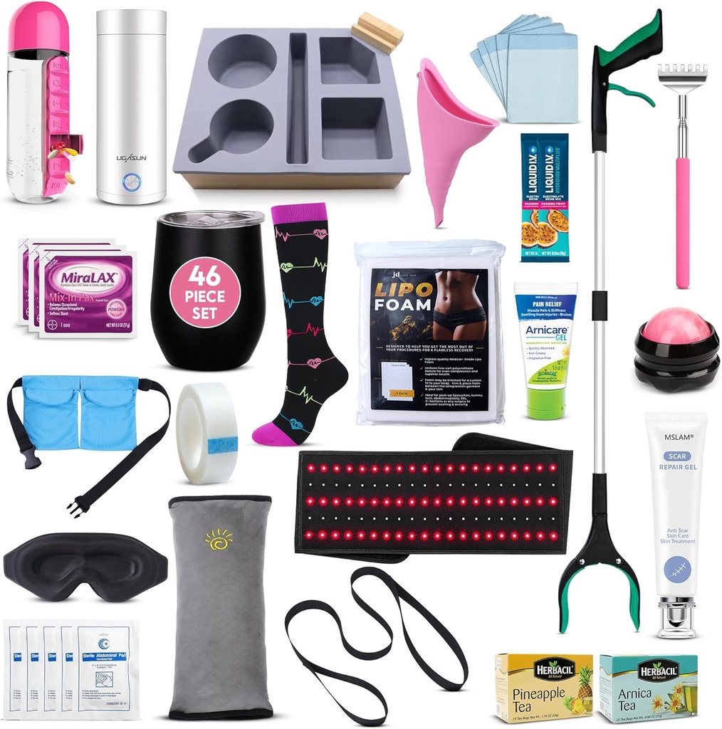 Ultimate Tummy Tuck Recovery Kit με Scar Care Red Light Therapy Wrap - Premium Post-Op Προμήθειες και πρέπει να έχουν απαραίτητα για τη μαμά Makeover 