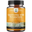 Αμιγής Quercetin με Bromelain συμπλήρωμα για ανοσοενισχυτική βοήθεια - Υψηλής ισχύος Quercetin 500mg κάψουλες με Bromelain για ανοσοενισχυτική υποστήριξη & αναπνοή - Διατροφικό αναπνευστικό συμπλήρωμα - 90 Ct
