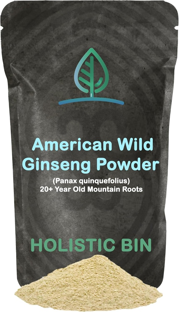 Holistic Bin Άγρια αμερικανική Ginseng σκόνη καθαρό οργανικό Ginseng συμπλήρωμα Φτιαγμένο με Wild Συγκομιδή 20+ έτος ρίζες από Appalachia (Panax Quinquefolius) 