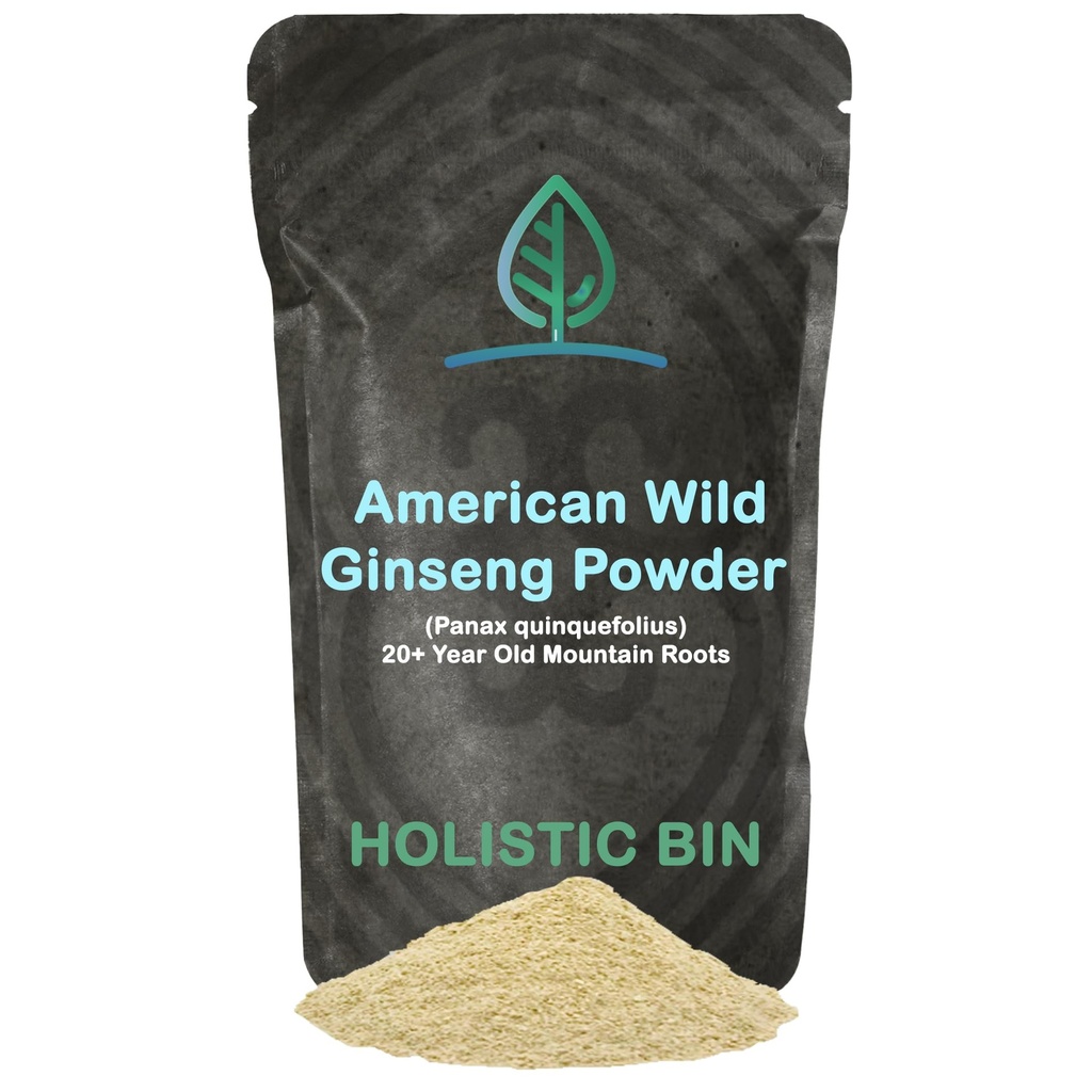 Holistic Bin Άγρια αμερικανική Ginseng σκόνη καθαρό οργανικό Ginseng συμπλήρωμα Φτιαγμένο με Wild Συγκομιδή 20+ έτος ρίζες από Appalachia (Panax Quinquefolius) 