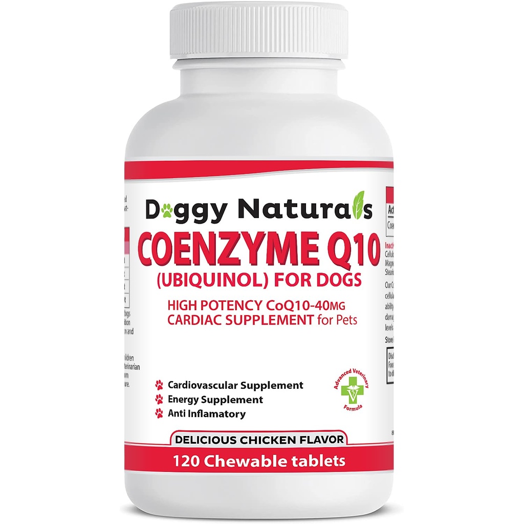Συνένζυμο Q10 Υψηλής Ικανότητας COQ10-40mg UBIQUINOL για σκύλους (120 Tabs) Made in U.S.A. CoQ10 for Dogs