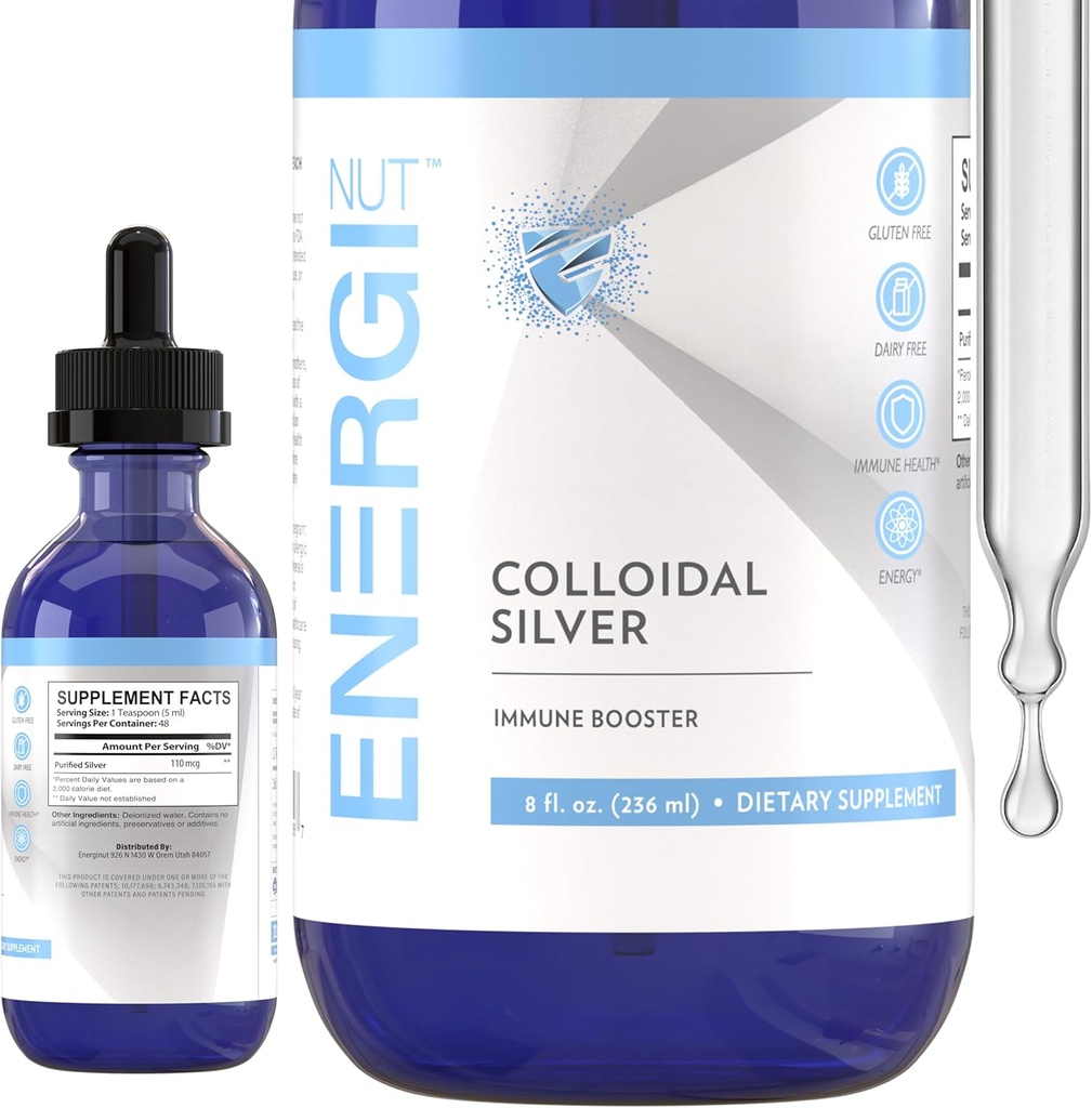 ENERGI Colloiidal Silver Liquid, ανοσοποιητικό συμπλήρωμα υποστήριξης, συμπλήρωμα συστήματος ανοσίας για ενήλικες και παιδιά, κολλοειδές Silver Drops ή Spray, 8 Fl Oz μπουκάλι