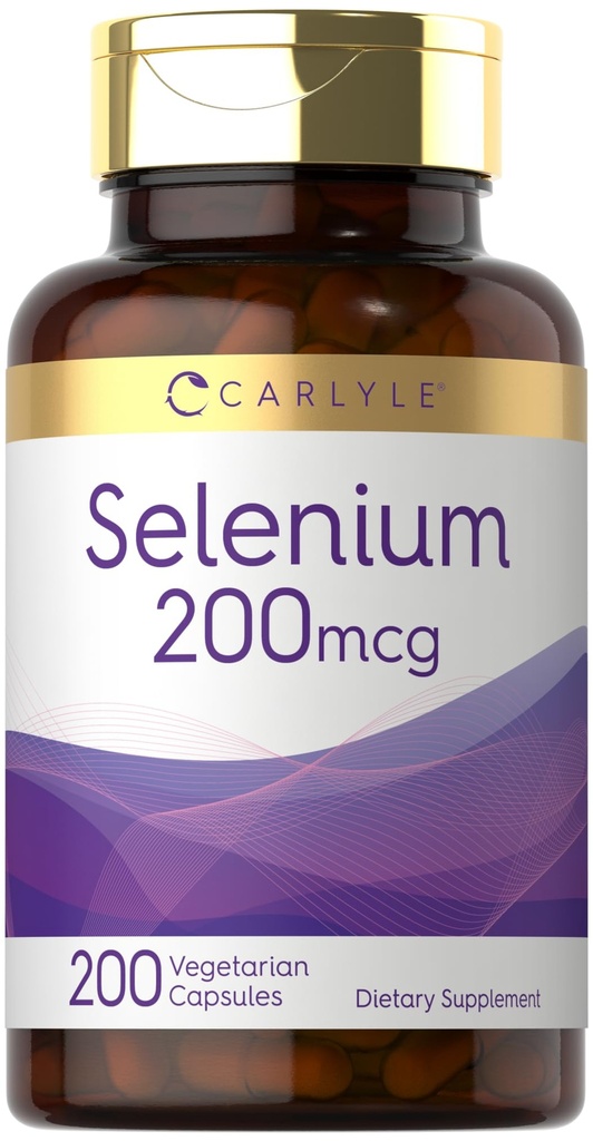 Carlyle Yeast Free Selenium 200 mcg | 200 Capsules | L-Selenomethionine Essential Mineral | Vegetarian, Non-GMO & Gluten Free Supplement