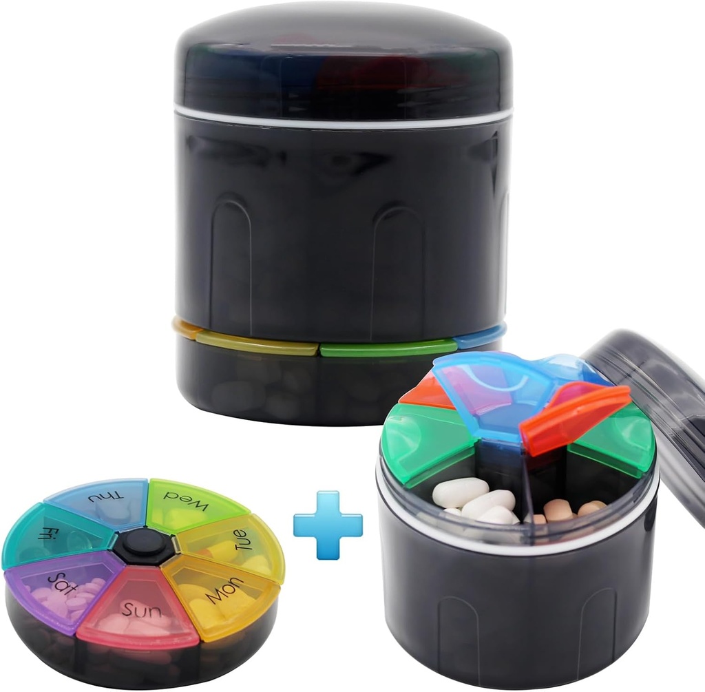 Επιπλέον μεγάλη φορητή θήκη χαπιών με διπλές στρώσεις 7 διαμερίσματα Medicine Box Monthly Pill Organizer (Large Bottle)