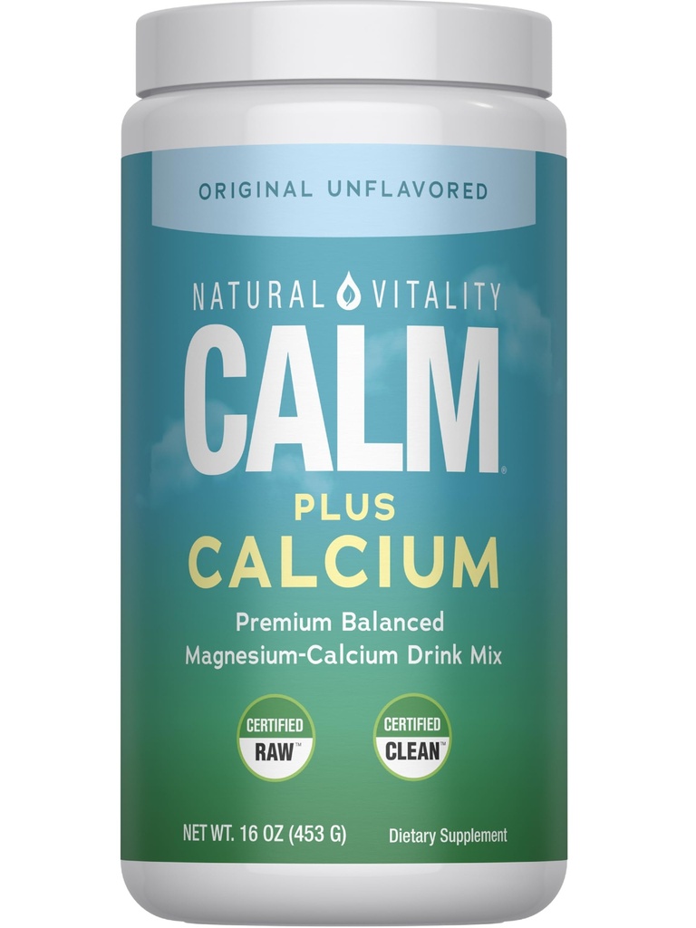 Natural Vitality Calm, Magnesium Citrate & Calcium Supplement, Drink Mix Powder Υποστηρίζει μια υγιή απάντηση στο στρες, χωρίς γλουτένη, Vegan, & Non-GMO, Original, 16 oz