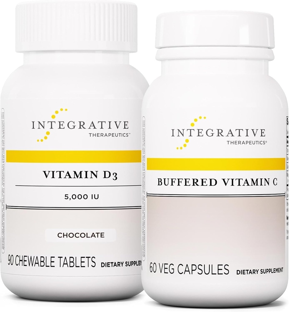 Integrative Θεραπευτική Δέσμη με Buffered Vitamin C 1. 000 mg, 60 Κάψουλες & Βιταμίνη D3 125 mcg, 90 Μασώμενα - Buffered Vitamin C για Αντιοξειδωτική Υποστήριξη* - Βιταμίνη D3 για Υποστήριξη της Υγείας*