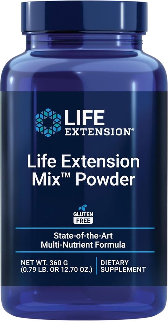 Life Extension Mix™ Powder, high Potency, Advanced Vitamin, Mineral, Fruit & Vegetable Formula, Vitamin B, C, D, E, Magnesium, for Whole-Body Health, Healthy Aging, Gluten-Free, 12.70 oz