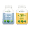 Purely Holistic Magnesium Malate 400mg + Vitamin D3 125mcg K2 MK7 90mcg - 270 Tablets & 150 Capsules - Vegetarian Bundle - Made in USA