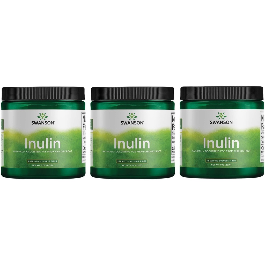 Swanson Inulin - Prebiotic Soluble Fiber Powder Promotion Digestive Health - Φυσικά Occurring FOS από Chicory Root Υποστηρίζοντας συνολική απόδοση Gut - (8 oz Κάθε) (3 Pack)