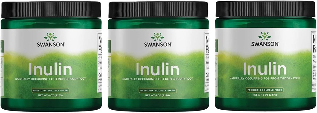 Swanson Inulin - Prebiotic Soluble Fiber Powder Promotion Digestive Health - Φυσικά Occurring FOS από Chicory Root Υποστηρίζοντας συνολική απόδοση Gut - (8 oz Κάθε) (3 Pack)