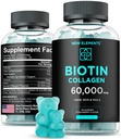 Biotin & Collagen Peptides Gummies - 50,000mcg Collagen + 10,000mcg Biotin | Hair, Skin & Nails Support for Men & Women | Hair Growth, Glowing Skin & Strong Nails | Non-GMO, Chewable, Great-Tasting