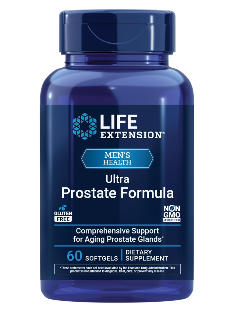 Επέκταση ζωής Ultra Prostate Formula, Πριόνι Palmetto για άνδρες, pygeum, τσιμπώντας ρίζα νεφών, λυκοπένιο, υγεία του προστάτη, ροή ούρων, PSA, μη-GMO, χωρίς γλουτένη, 60 softgels