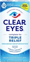 Clear Eyes Τριπλή Δράση Ανακουφίζει Οφθαλμικές σταγόνες 0.50 Ουγγιά