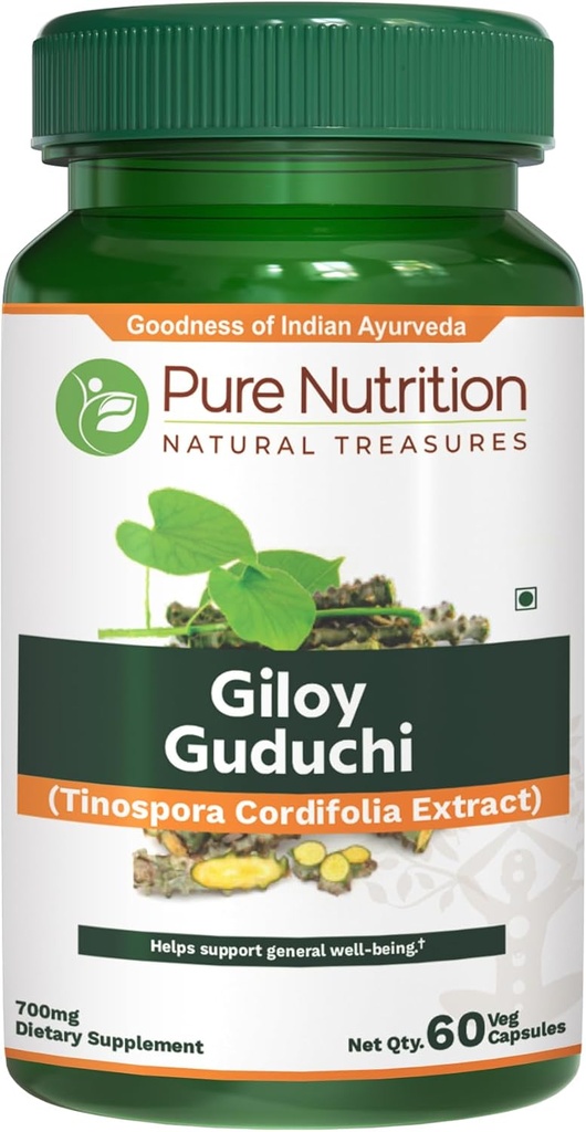 Pure Nutriton Giloy Guduchi Extract 700mg Capsule. (Equivalent to 5200mg Giloy Powder). Non GMO | Once Daily | 60 Days Supply.