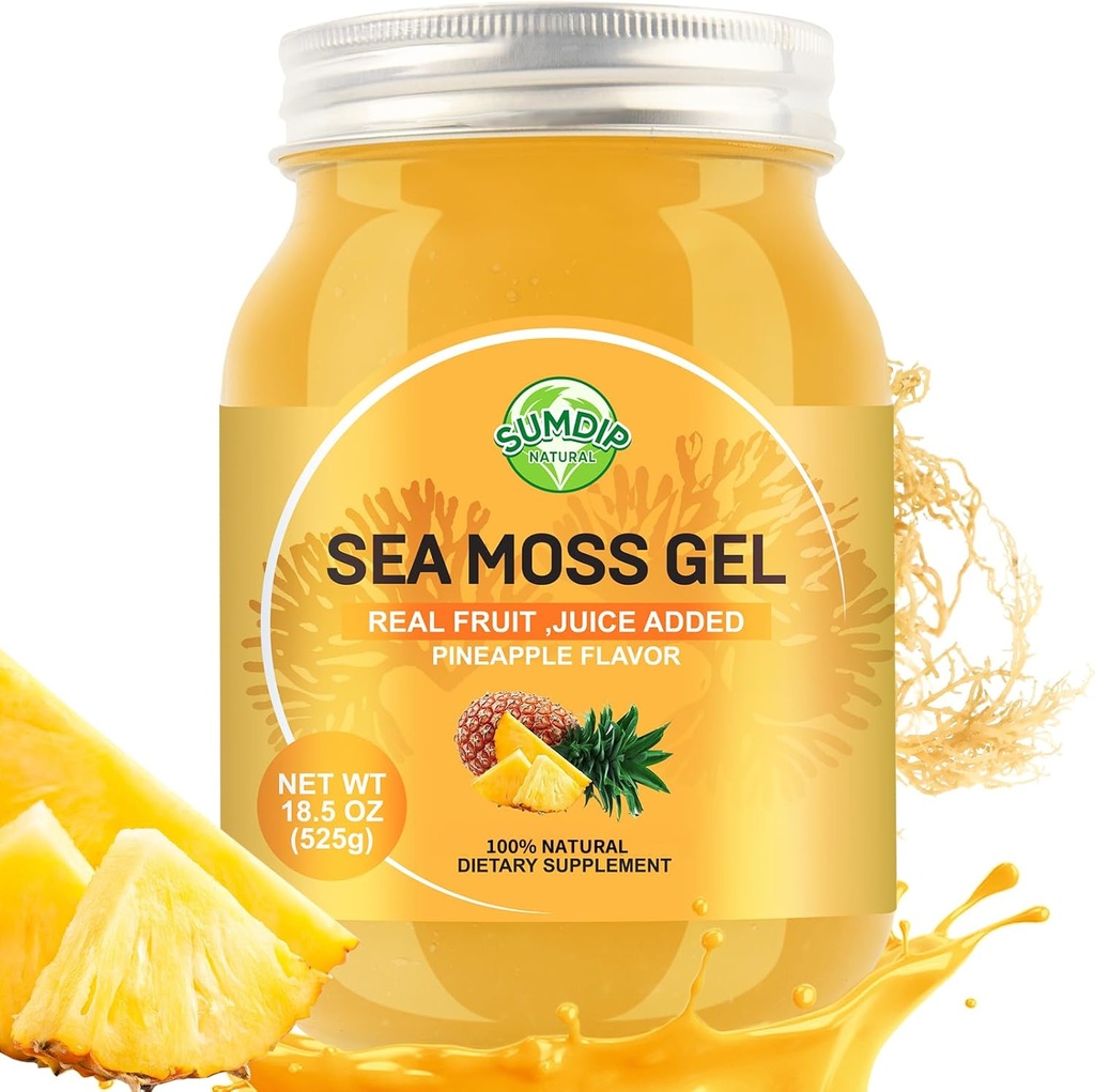 18.5OZ Sea Moss Gel, Ακατέργαστος Ιρλανδικός Seamoss Gel Ανοσοποιητική και Πειθητική Υποστήριξη Βιταμίνη Ορυκτά συμπληρώματα, Ανανάς