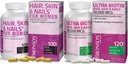 Bronson μαλλιά, δέρμα & νύχια με Biotin Extra συμπλήρωμα βιταμίνης δύναμη για τις γυναίκες + Ultra Biotin 10.000 Mcg