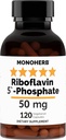 MONOHERB Riboflavin 5'-Phosphate 50 mg - 120 Vegetarian Capsules - Bioactive Vitamin B2