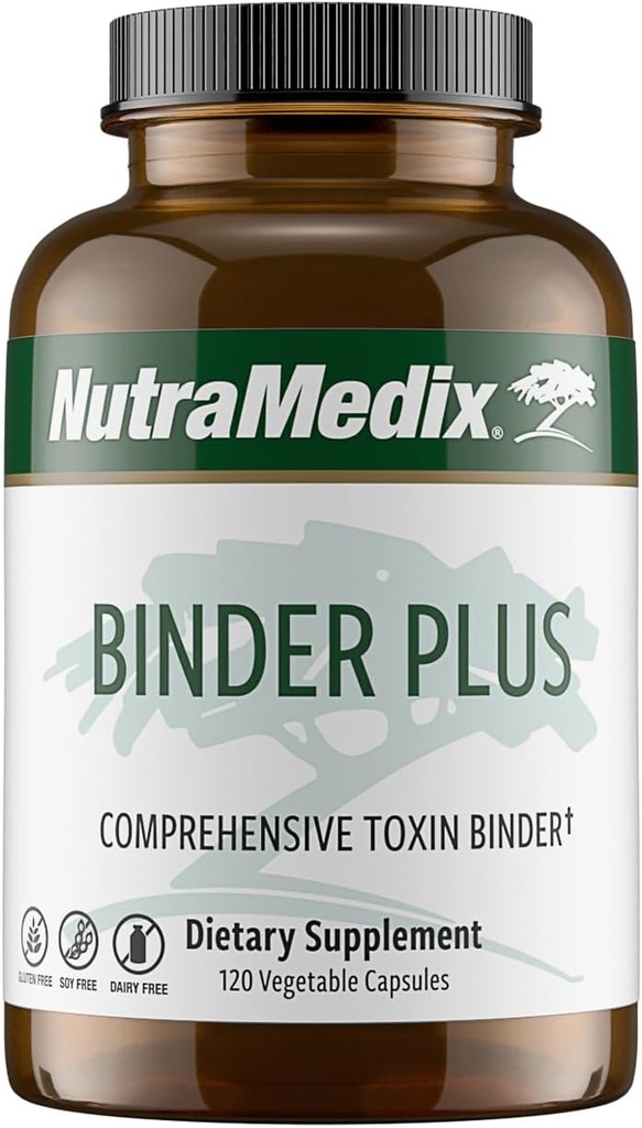 NutraMedix Binder Plus - Ολοκληρωμένος Αποτοξινωτής Τοξίνης και Σώματος - Προβιοτική Αντιοξειδωτική Υποστήριξη + Ινουλίνη, Μπεντονίτης, Αλόη Βέρα, Ενεργοποιημένο Ανθρακωρυχείο, Ορυκτά Φούλβιτς & Χιτοζάν (120 κάψουλες)