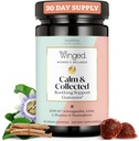Winged Wellness Calm & Collected, Stress Relief Gummies - συμπλήρωμα υποστήριξης στρες με KSM-66 Ashwagandha, L-Θεανίνη, GABA & Passionflower - Vegan & Gluten-Free Gummy - Βατόμουρο, 42 Count