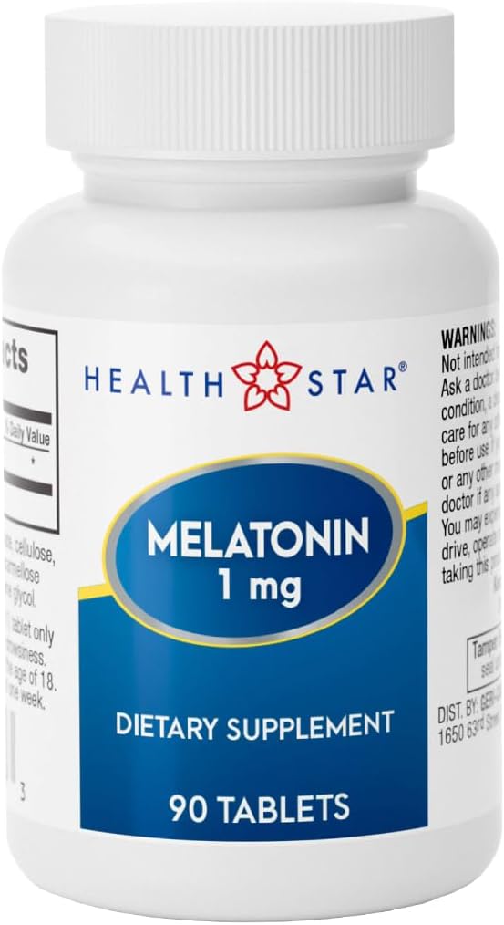 GeriCare Melatonin 1mg συμπλήρωμα υποστήριξης ύπνου, GeriCare Nighttime Sleep Aid, Non-Habit Forming, Βοηθά στην προώθηση της χαλάρωσης & του ξεκούραστου ύπνου, Jet Lag Recovery, και καλύτερη νυχτερινή ανάπαυση, 90 δισκία
