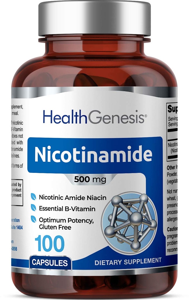 B-3 Νικοτιναμίδη 500 mg 100 Caps - Νικοτινικό αμίδιο Νιασίνη Φυσικό Flush-Free Βιταμίνη Φόρμουλα - Υποστηρίζει την υγεία των κυττάρων του δέρματος