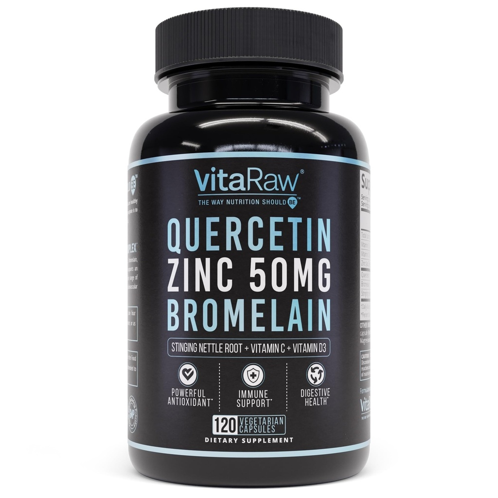 Quercetin με κάψουλες Bromelain 500mg, υποστηρίζει την ανοσοαπόκριση, κοινή άνεση, & συνολική ευεξία - Βιταμίνη C, ψευδάργυρος 50mg, & βιταμίνη D3 5000 IU - Χάπια Ανοσίας