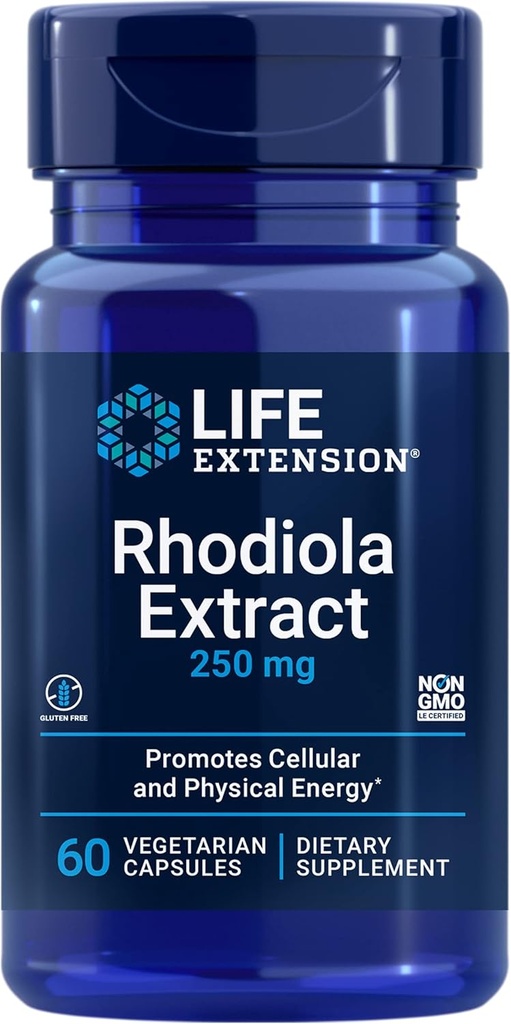 Επέκταση ζωής Rhodiola Extract, Rhodiola rosea συμπλήρωμα, τυποποιημένο εκχύλισμα, προωθεί τη φυσική και ψυχική απόδοση, χωρίς γλουτένη, μη ΓΤΟ, χορτοφάγοι, 250 mg, 60 κάψουλες