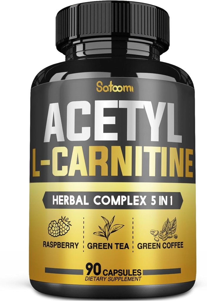 5in1 Acetyl L-Carnitine Complex Κάψουλες - 2600mg Καθημερινή - Υποστήριξη σώματος, εγκεφάλου και ανοσοποιητικού υγείας - Συνδυασμένη άλφα Lipoic Acid, Πράσινο Τσάι, Πράσινο Coffee Bean & Raspberry Ketones - 90 Μετρήσεις για 3 μήνες