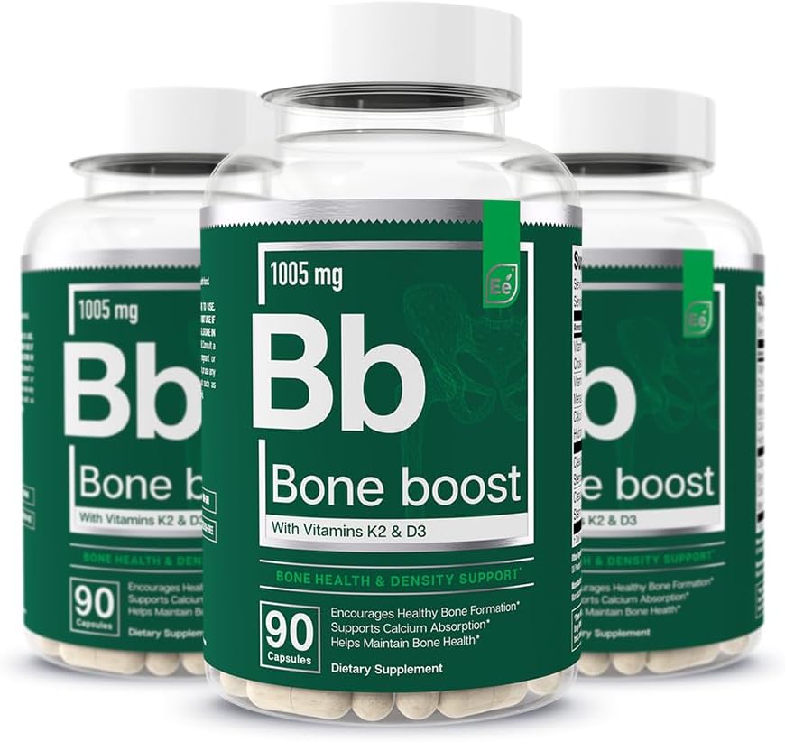 Essential Elements Boost Health Supplement - Υποστήριξη των οστών και συμπλήρωμα ασβεστίου με βιταμίνη D 3, K2, Cissus Quadrangularis για την αντοχή των οστών - 270 κάψουλες (90 Ημέρα προσφοράς) (3-Pack)