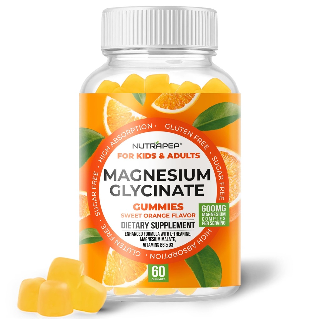 Glycinate Gummys Μαγνήσιο για παιδιά & ενήλικες Γυναίκες & Άνδρες - Χωρίς ζάχαρη Γλουτένη Μη GMO Vegan Chewable Supplement