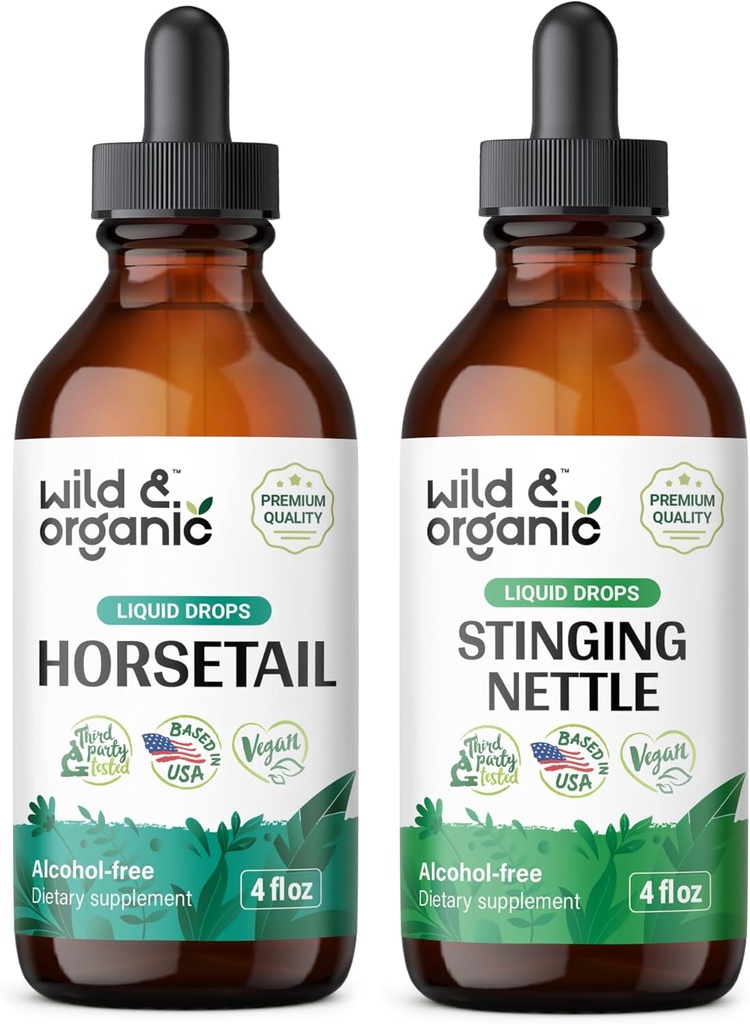 Wild & Organic Horsetail Tincture 4 fl oz & Stinging Nettle Root Tincture 4 fl oz
