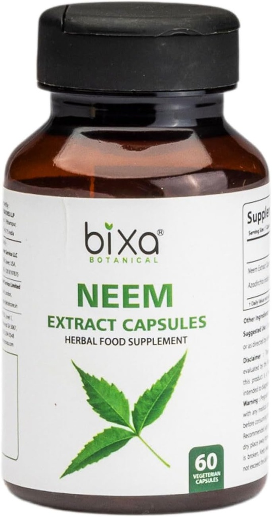 Bixa BOTANICAL Neem Leaf Extract Ayurvedic Natural Herbal Supplement (60 Count (Pack of 1))