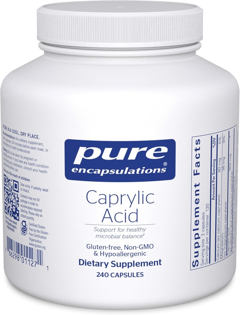 Pure Encapsulations Caprylic Acid | Supplement for Gut and Digestive Health, GI Balance, Gastrointestinal Support, and Intestinal Health* | 240 Capsules