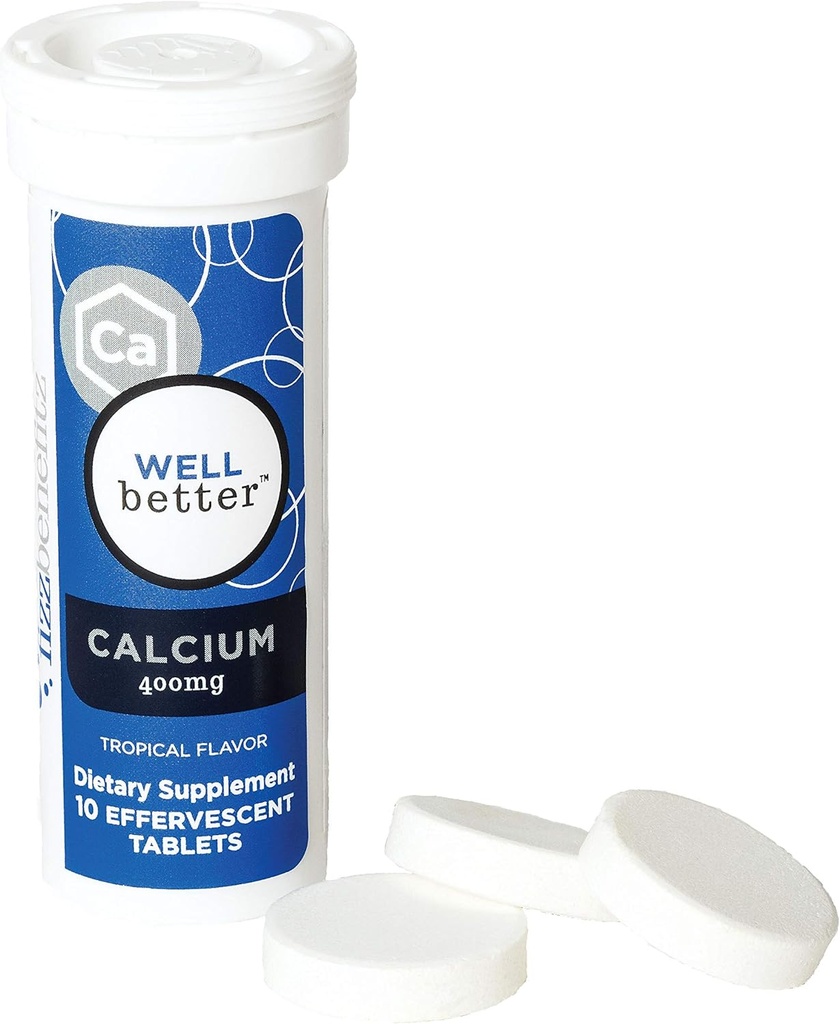 Ασβέστιο Carbonate Dissolvable Supplement with Tropical Flavor - 400mg Tablets Release as Powder in Water - Perfect for People Struggling with Pill Swallowing (3 Tubes)