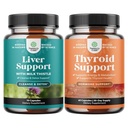 Bundle of Liver Cleanse Detox & Repair Formula and Herbal Thyroid Support Complex - με το γάλα Thittle Dandelion Root Turmeric και το εκχύλισμα Artichoke - Mood Enhancer Energy Supplement for Thyroid Health