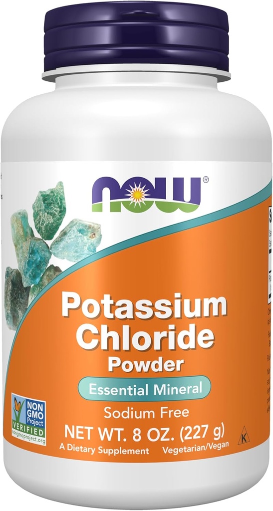 NOW Foods Supplements, Potassium Chloride Powder, Certified Non-GMO, Essential Mineral*, 8-Ounce