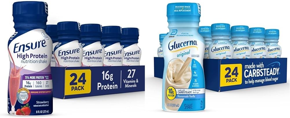 Εξασφαλίστε υψηλή διατροφή πρωτεΐνης ανακινήστε 24 συσκευασία & Glucerna Διαβητική διατροφική shake διαχείριση αίματος 24 κόμης
